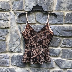 Black Lace Peplum Top